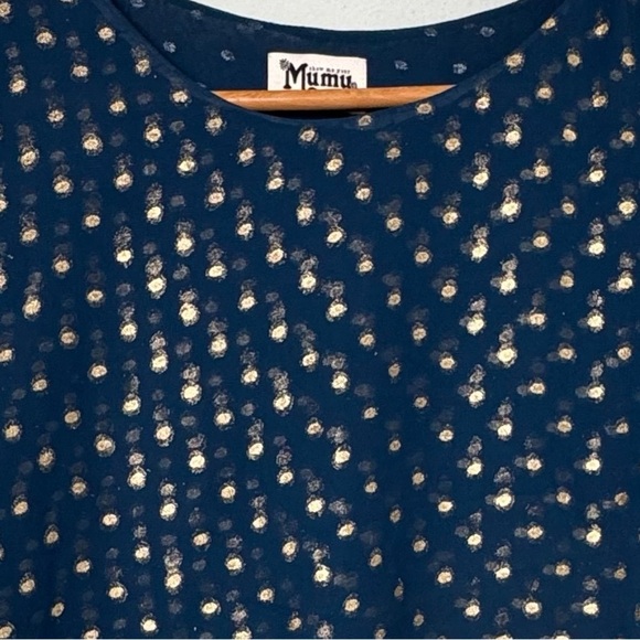 Show Me Your Mumu Candice Blue & Gold Polka Dot Crop Top Size Medium - Picture 5 of 10